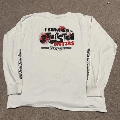 Camisa blanca manga larga motociclista vintage Y2K I did tres hermanas retorcidas talla grande Foto 1 de 4