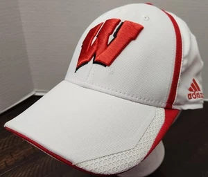 Adidas Wisconsin Badgers Flexfit Hat L/XL White - Picture 1 of 9