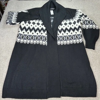 Nuevo cárdigan suéter Lane Bryant para mujer 18/20 frente abierto negro gris geométrico Foto 1 de 4