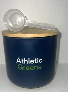 Athletic Greens AG1 Blue Ceramic Canister And Scoop With Bamboo Lid - Picture 1 of 6