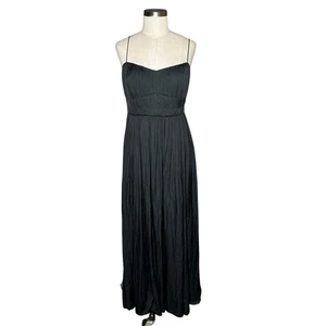 J.CREW COLLECTION Maxikleid schwarz Satin plissiert A-Linie Damengröße 10 neu mit Etikett  - Bild 1 von 9