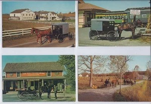 Postcard 1950's Photo 4 Amish Pennsylvania Dutch Unused Lot D Horse Buggy Farm - Picture 1 of 2