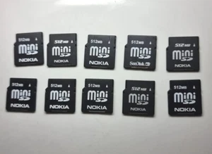 Job Lot 10 x MiniSD Memory Card for Nokia Mini SD 512mb rare - Picture 1 of 2
