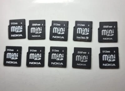 Job Lot 10 x MiniSD Memory Card for Nokia Mini SD 512mb rare  - Image 1 of 2