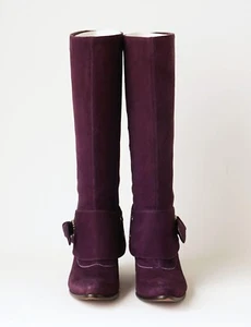 Botas largas Anna Sui de cuero gamuza púrpura  - Imagen 1 de 11