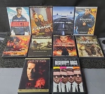 10 DVD LOT OF ACTION MOVIES End Of Days, Reservoir Dogs, XXX, Crank & More - Image 1 of 4
