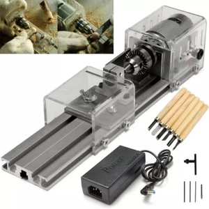 Mini Wood Lathe Machine Speed SET Buddha Pearl Lathe Grinding Polishing DIY Tool - Picture 1 of 12