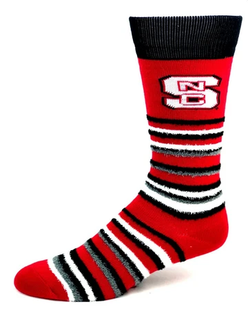 North Carolina State College Muchas Rayas Fuzzy Crew Socks Cover