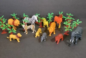 Safari Jungle Zoo Animals Tiger Zebra Lion Hippo Figures Trees 11 Pc Cake Top - Picture 1 of 16