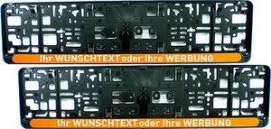 2x Kennzeichenhalter ORANGE (Leiste)  MIT Wunschtext Werbung Text Beschriftung - Bild 1 von 1
