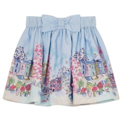 Saia Monsoon Azul com Estampa London Meninas 9 - 10 Anos Nova Com Etiqueta - Imagem 1 de 4