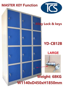 TCS XL 12 Door Alloy Lock Metal Steel Storage Locker Blue SCHOOL GYM OFFICE STAF - Picture 1 of 8