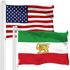 G128 Combo Usa Flag And Iran Lion Iranian Flag 3X5ft Printed 150D Polyester
