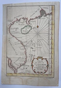 COCHINCHINE TONKIN MACAO 1750 NICOLAS BELLIN BONITO MAPA ANTIGUO SIGLO XVIII - Imagen 1 de 4