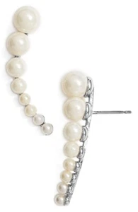 Covet 167194 Womens Beautiful Accessories Faux Pearl Linear Stud Earrings Silver - Picture 1 of 2