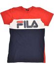 Fila Boys Graphic T-Shirt Top 13-14 Years Red Colourblock Cotton Pu12