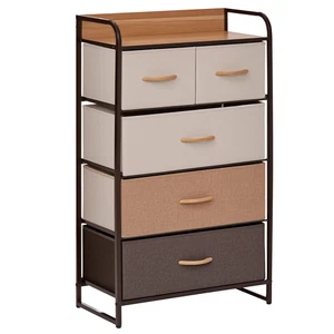 HOMCOM Cassettiera 5 Cassetti Pieghevoli in Tessuto Ripiano in MDF 58x29x99cm - Foto 1 di 10
