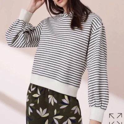 Lou & Grey 条纹气球袖连帽衫,尺寸 M — 第 1/4 张图片