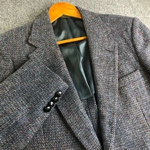 Harris Tweed Vintage 2-Button Blazer Mens 40R Blue Wool Made USA Jacket - Picture 1 of 12