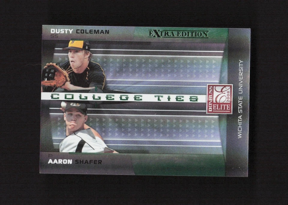 2008 Elite Extra College Ties Green Dusty Coleman/Aaron Shafer Shockers #/1500 - Image 1 of 2