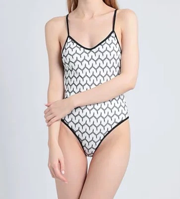 New Topshop Knit Tie Back Swimsuit Size 2 Monochrome 1 Piece Black and White - Image 1 of 4