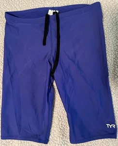 TYR Boy's Blue Competitive Swim Jammer Shorts Size 32 Stretch Summer Pool EUC - Picture 1 of 6