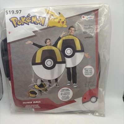 Fantasia infantil Pokémon Ultra Ball Pop Up (tamanho único) NOVO EM FOLHA COM ETIQUETAS preto e branco - Imagem 1 de 4