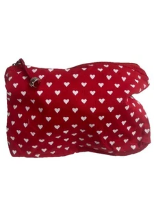Bolsa de cosméticos con cremallera con estampado de corazón Estuche de maquillaje de poliéster para mujer Rojo sin perfume - Imagen 1 de 4