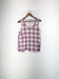 Camisa sin mangas Eddie Bauer para mujer rosa a cuadros sin mangas damas ropa para dormir L - Imagen 1 de 6