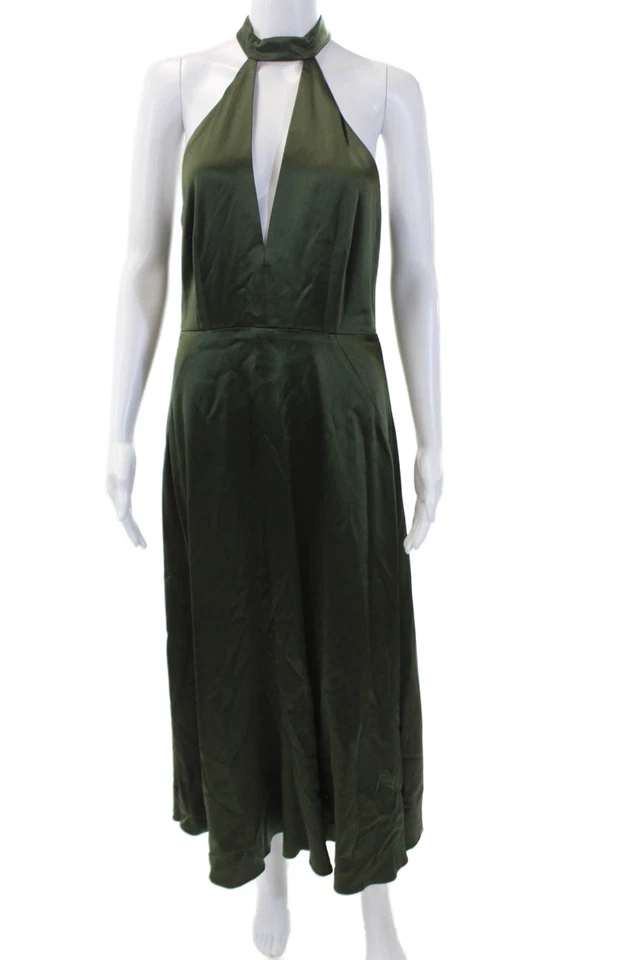 Vestido de noite Jill Stuart feminino gola alta sem mangas linha A verde tamanho 8 - Imagem 1 de 4