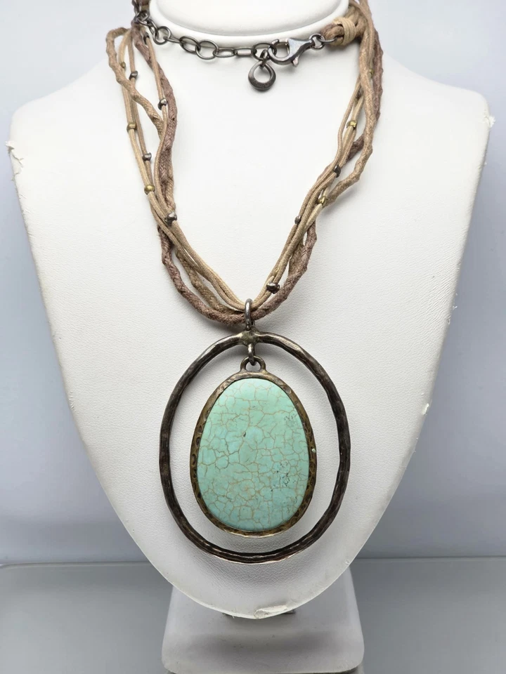 Collar SILPADA Plata Esterlina Bronce Turquesa Howlita Doble Halo Foto 1 de 2