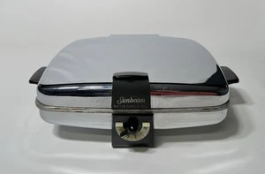 Vintage MCM Sunbeam Model CG-1 Chrome Waffle Maker & Grill TESTED & WORKS - Picture 1 of 9