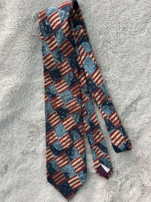 Harley Davidson 100% Silk Tie Ralph Marlin USA Stars Stripes Vintage 1996 - Image 1 of 3