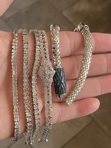 Menge fünf Diamant Sterlingsilber Armbänder für Schrott, Verschleiß oder Reparatur - Bild 1 von 6