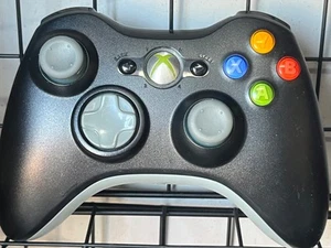 Microsoft Xbox 360 Controller OEM Black Wireless Tested New Thumbsticks Cleaned - Picture 1 of 12