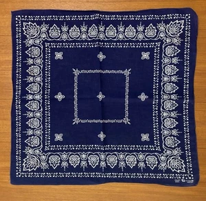 VTG 40s-50s Indigo Blue Elephant Brand Trunk Down Bandana - Fast Color Cotton - Picture 1 of 6