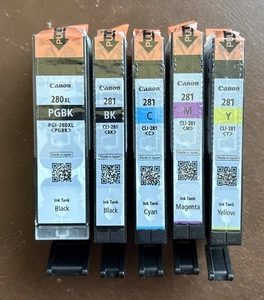 Canon - Paquete de 5 Tanques Value 280XL PGBK BK y 281 C/M/Y Tinta Pixma - NUEVA Caja Abierta - Imagen 1 de 6
