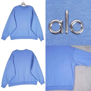 Felpa Alo Yoga Donna Taglia XL Girocollo Pullover Manica Lunga Blu Palestra - Foto 1 di 7