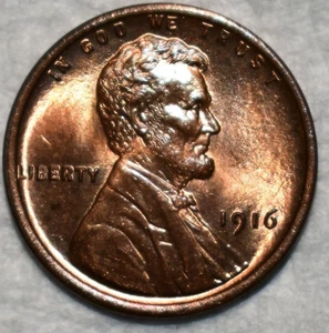 Brilliant Uncirculated 1916-P Lincoln Cent, Razor-Sharp, Red-Brown specimen. - Picture 1 of 2