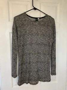 Volcom Gray Black Womens Cotton Blend Waffle Knit Size M Preowned Super Soft - Picture 1 of 12