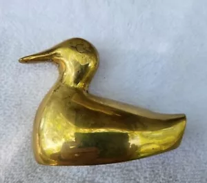 New Old Stock Vintage Brass Inlay Engraved Duck Decoy Figurine 4in 90s - Picture 1 of 5