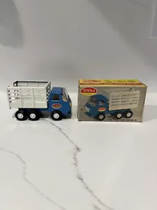 Tiny Tonka Dump Stake Truck No. 527 Blue And White with Original Box - Picture 1 of 14