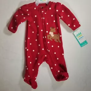 Carter's Child's Red Christmas One-Piece Footed Sleepwear W/Reindeer Newborn - Picture 1 of 15