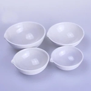 Piatto evaporante ceramica 40/50/60/75/100/150/200/300/500 ml fondo tondo laboratorio - Foto 1 di 9