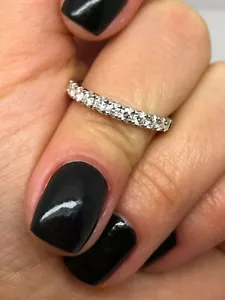 ANILLO MEDIA ETERNIDAD ORO BLANCO 18CT 0.50CT DIAMANTES ANILLO DAMA *GOY329 - Imagen 1 de 11