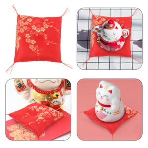 Fortune Cat Bottom Cushion Floral Pattern Square Doll Base Decorative Ceramic - Afbeelding 1 van 12