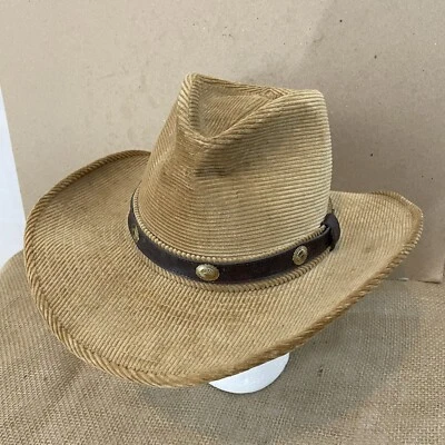 Sombrero de Vaquero Resitol Western Ranchman 7 3/8 Banda de Cuero Marrón Pana De Colección EE. UU. MD Foto 1 de 4