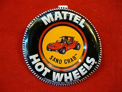 Insignia de botón plegable de metal litografía de hojalata Hot Wheels Red Line 1969 Mattel Hong Kong Foto 1 de 3