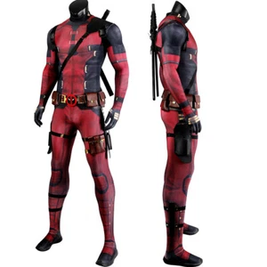 Deadpool 3 Jumpsuit Cosplay Costume Wade Wilson Suit Face Shell Belt Outfit Prop - Picture 1 of 27