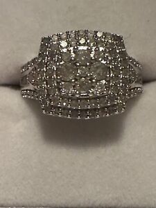 1ct Diamond Engagement Ring Unisex 925 multi row Intricate Design Heavy Sz L